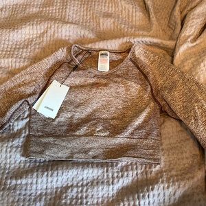 Purple/Maroon gym shark crop long sleeve